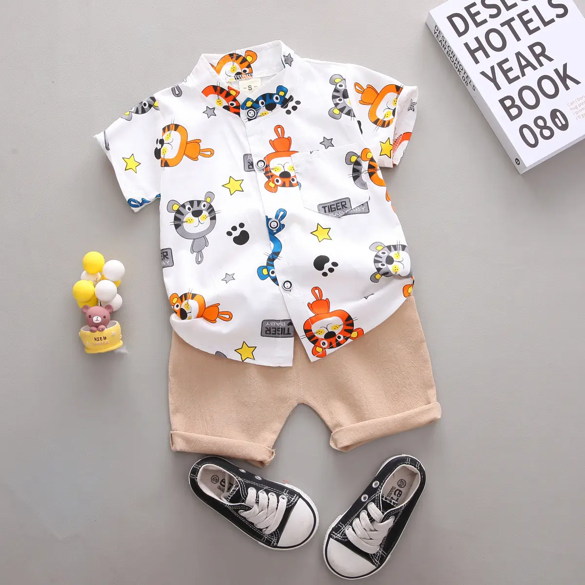 Baby Floral Short Sleeve Shirt & Shorts Set Yellow Blue
