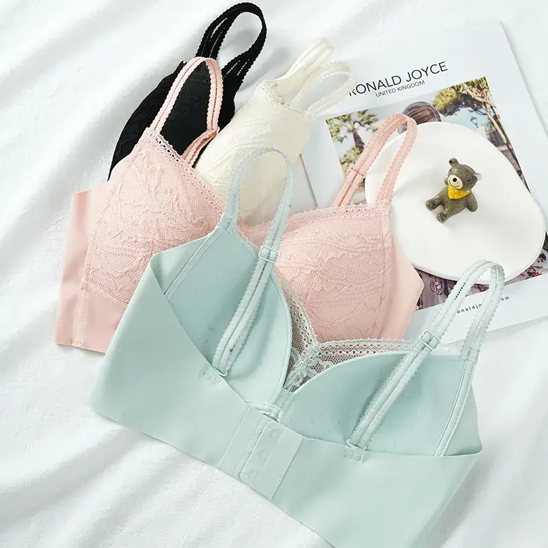 New French Style Lace Underwear Women's Rimless Thin Comfortable Breathable Push-up Bra - Image 6