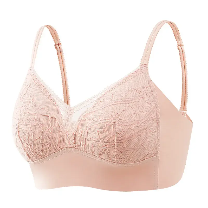 New French Style Lace Underwear Women's Rimless Thin Comfortable Breathable Push-up Bra - Image 9