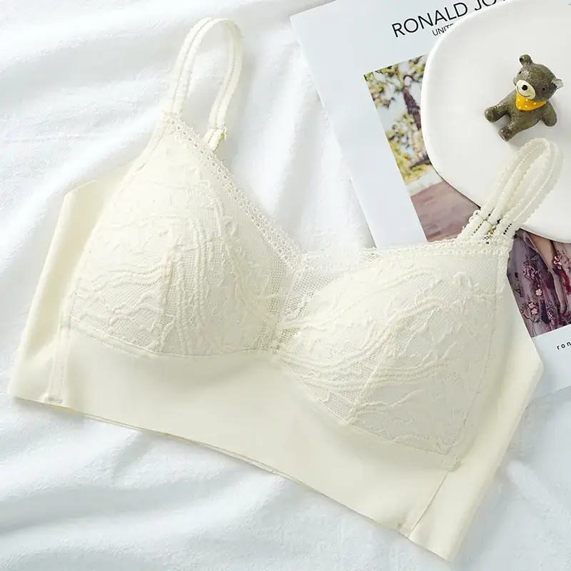 New French Style Lace Underwear Women's Rimless Thin Comfortable Breathable Push-up Bra - Image 2