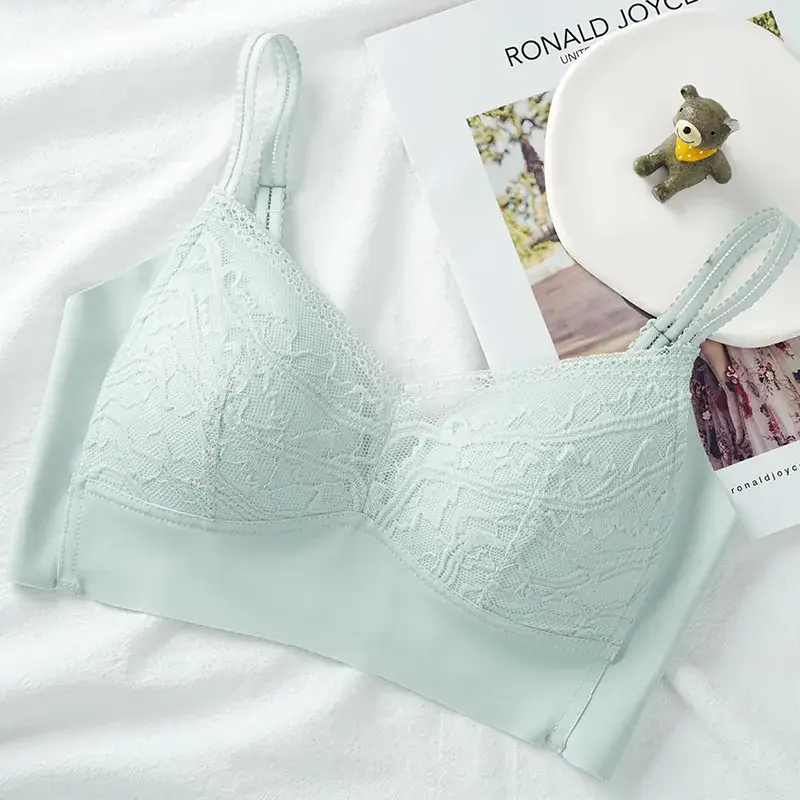 New French Style Lace Underwear Women's Rimless Thin Comfortable Breathable Push-up Bra - Image 3