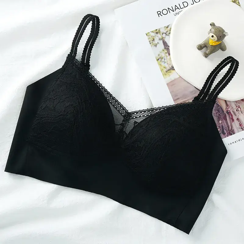 New French Style Lace Underwear Women's Rimless Thin Comfortable Breathable Push-up Bra - Image 4