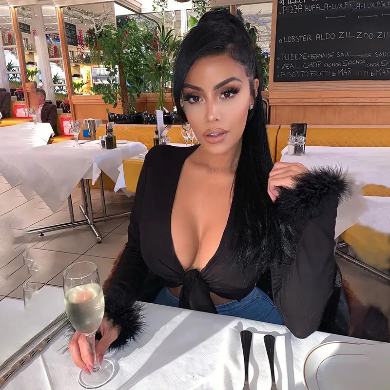 2024 Fur Long Sleeve T-Shirt Black Amazon Dropshipping