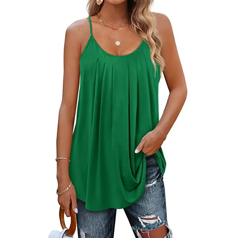 Women's Mint Green Pleated Keyhole Top Casual Summer