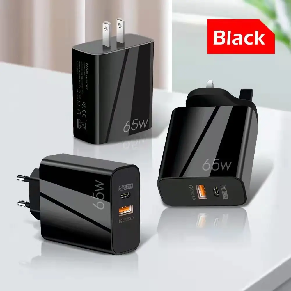 65W GAN Fast Charging Mobile Phone Charger Black - Image 2