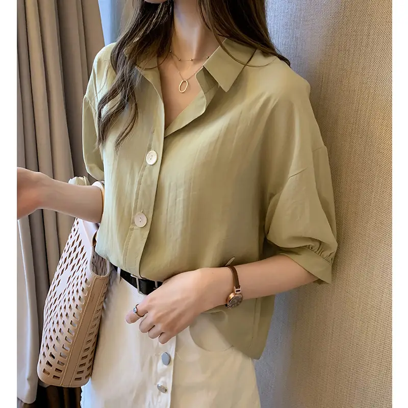 Women's 2023 Summer Loose Flesh-Covering Shirt - Image 7