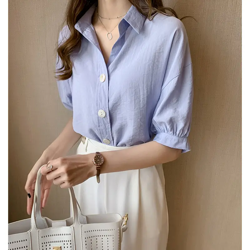 Women's 2023 Summer Loose Flesh-Covering Shirt - Image 3