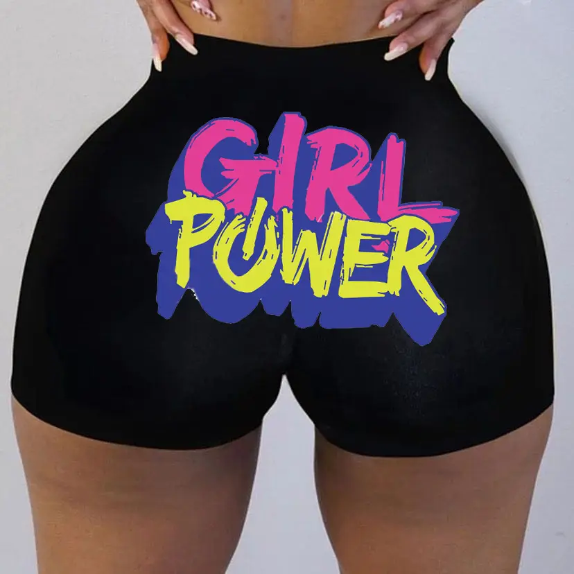 Super Thick Printed Hot Pink Yoga Shorts for Women - Image 9