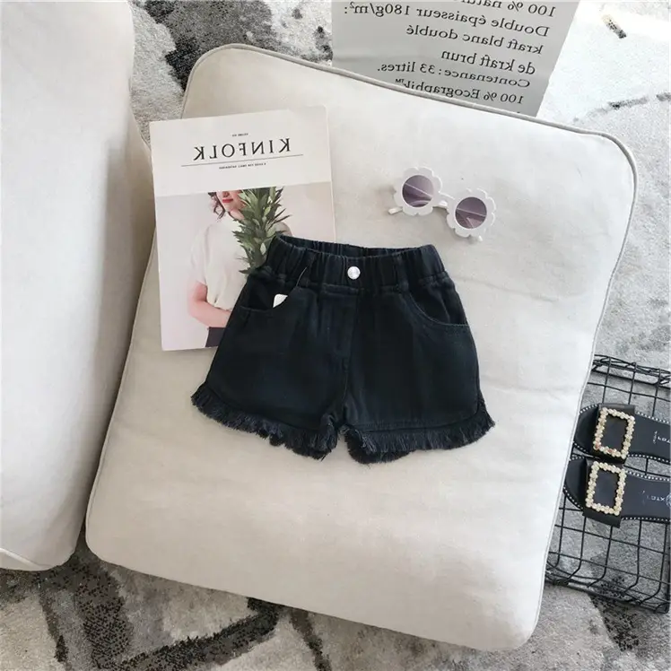 Girls Black Frilled Shorts Korean Style Summer Wear - Image 2