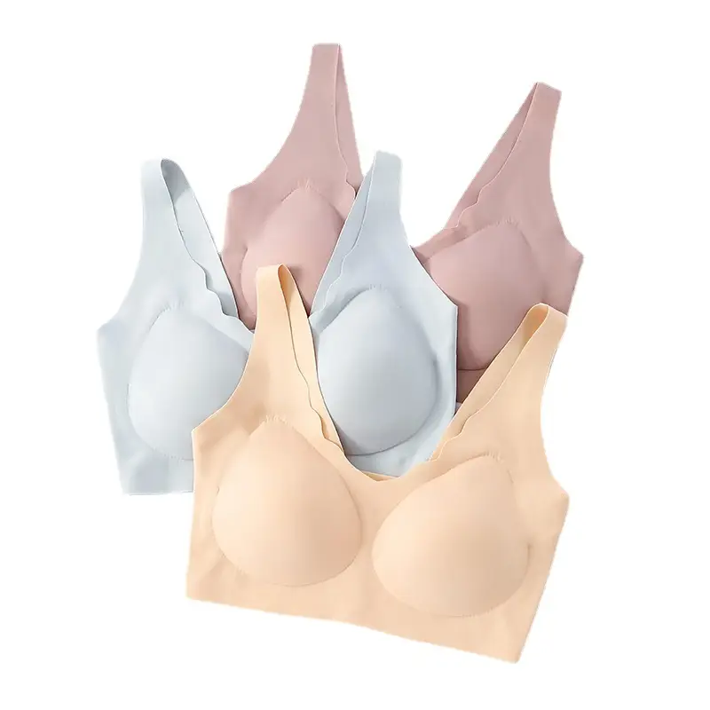 Summer Ouyang Nana Seamless Fixed Cup No Steel Ring Gathering Underwear Sports Vest Clouds Small Waves Bra