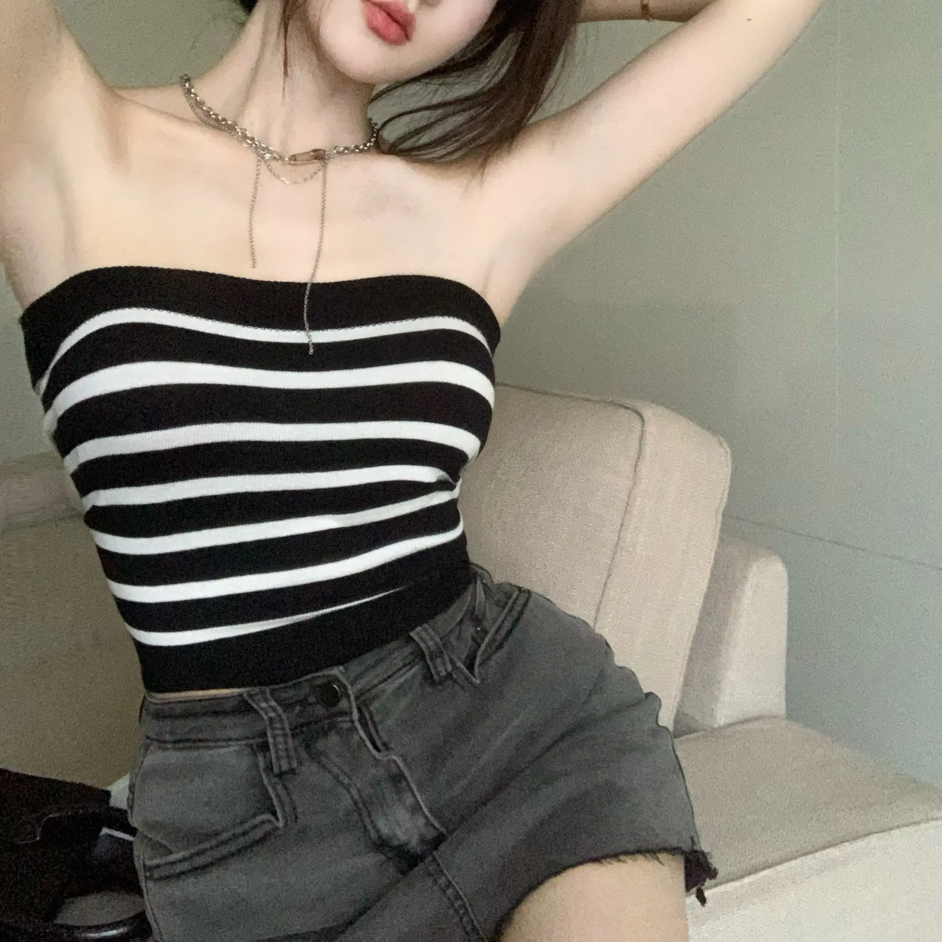 Women Striped Knitted Sleeveless Top 2022 - Image 2