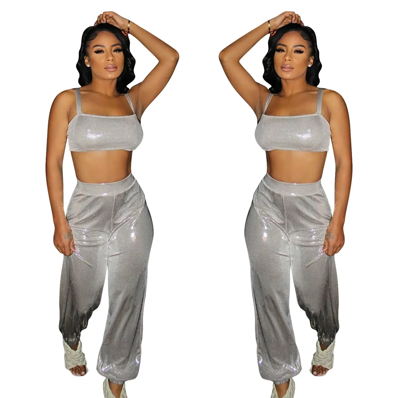 Silver Glamorous 2-Piece Women's Set - Image 4