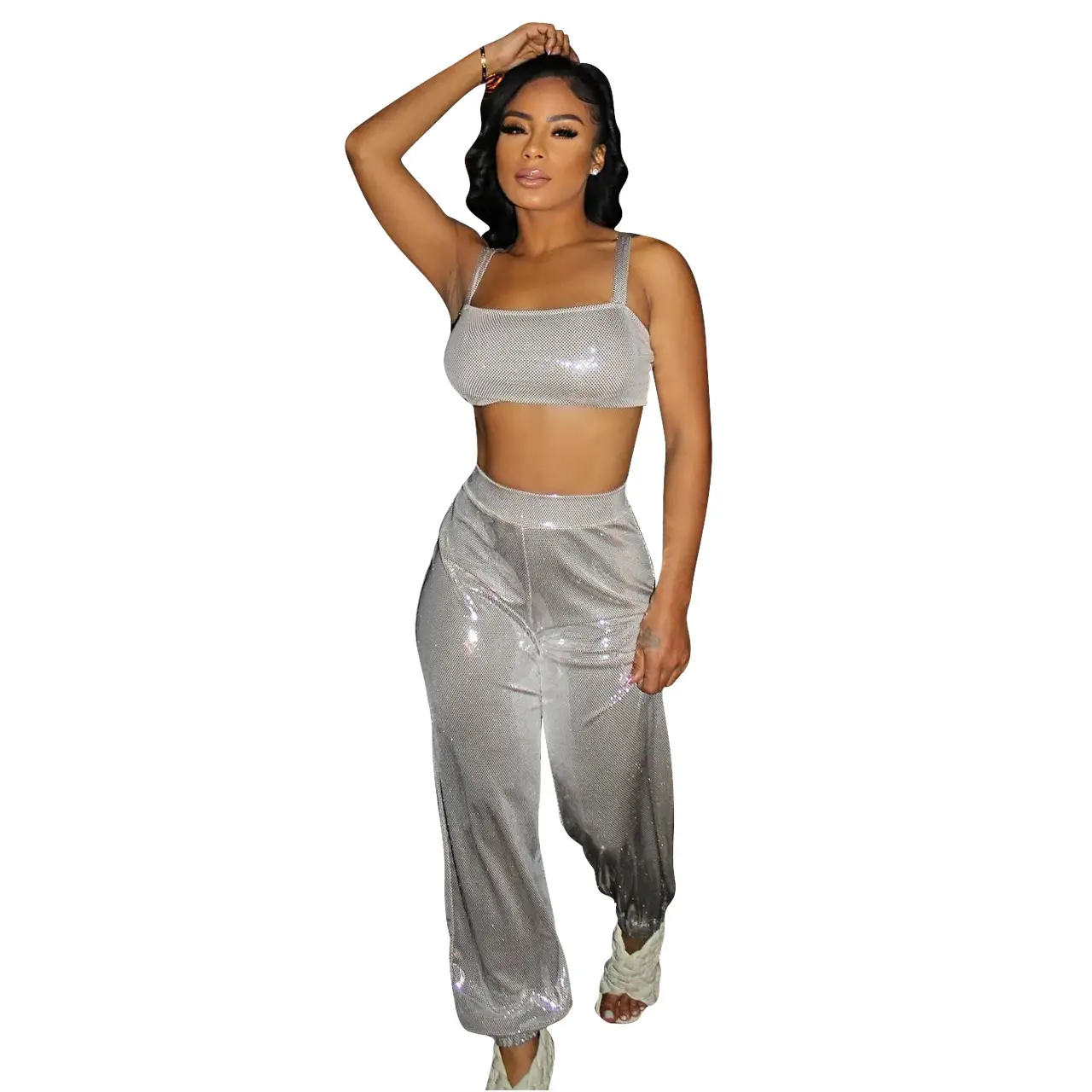 Silver Glamorous 2-Piece Women's Set - Image 5