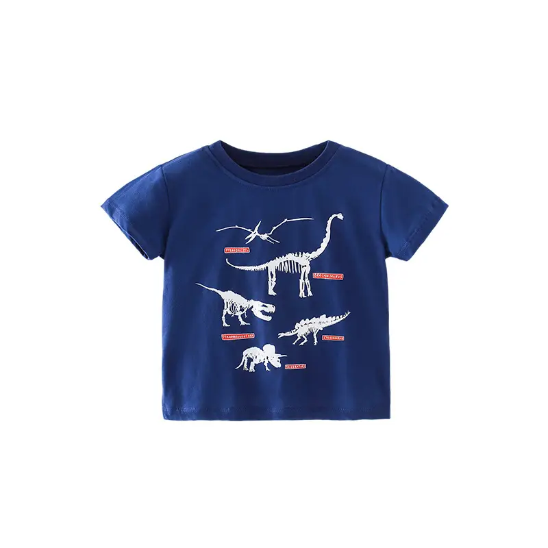 Blue Kids' T-Shirt Pure Cotton Dinosaur Print - Image 5