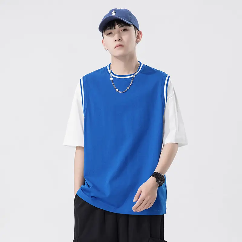 Summer Pink White Short Sleeve T-Shirt for Men - Image 9