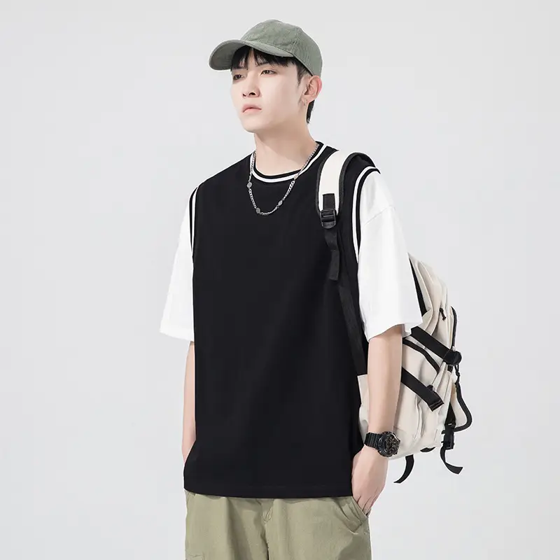 Summer Pink White Short Sleeve T-Shirt for Men - Image 11