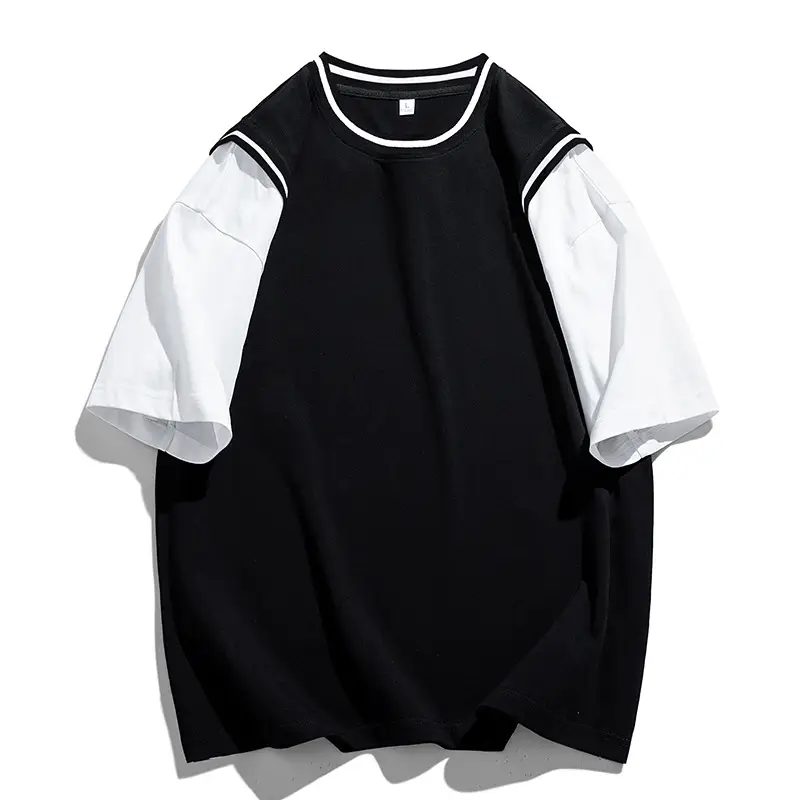 Summer Pink White Short Sleeve T-Shirt for Men - Image 2