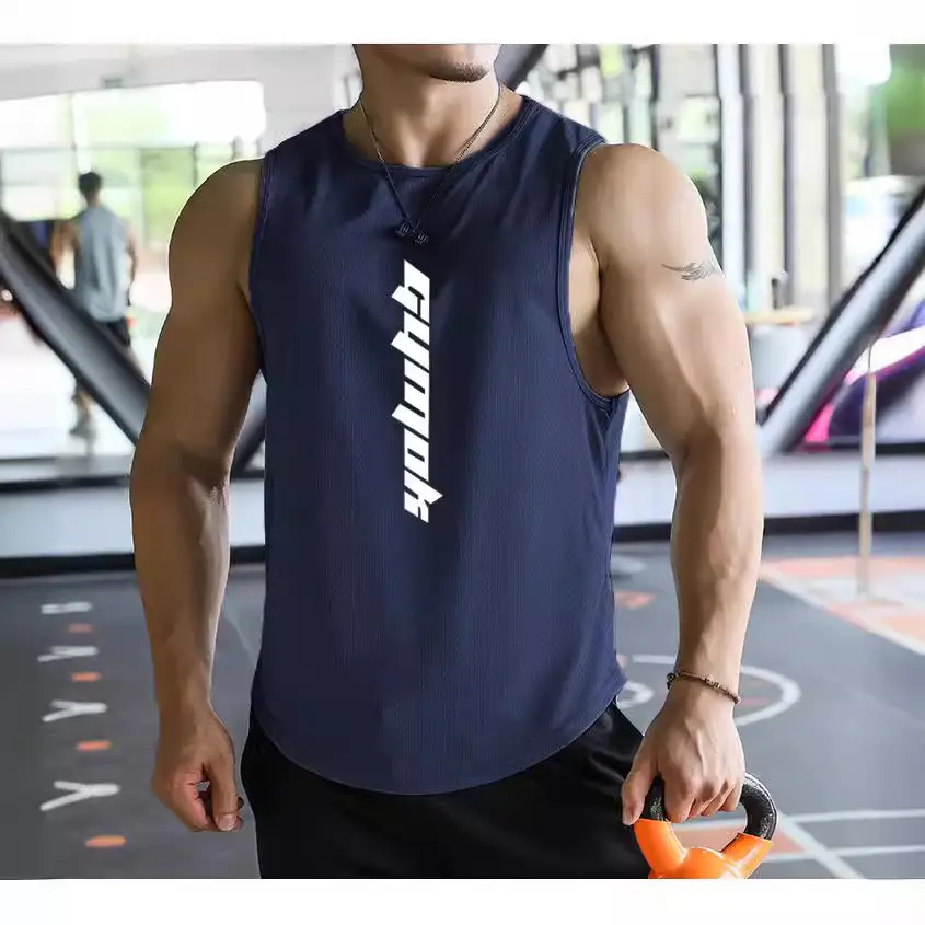 Men's Mesh Sleeveless Vest Green Summer Fitness Wear