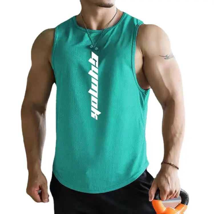 Men's Mesh Sleeveless Vest Green Summer Fitness Wear