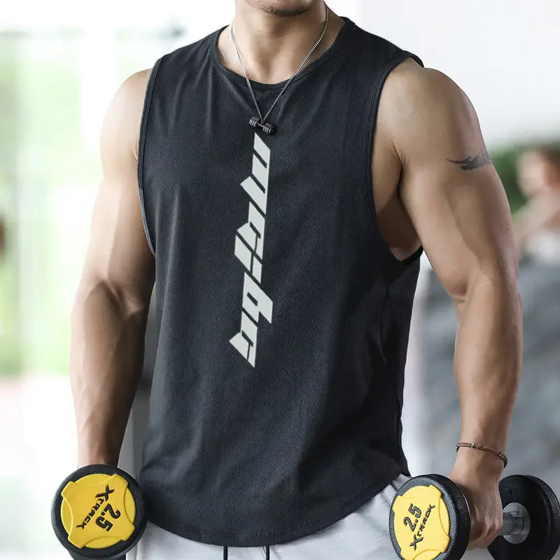 Men's Mesh Sleeveless Vest Green Summer Fitness Wear