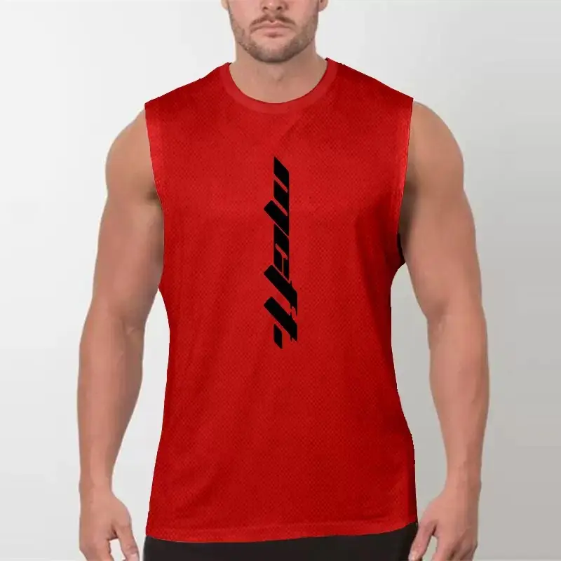 Men's Mesh Sleeveless Vest Green Summer Fitness Wear
