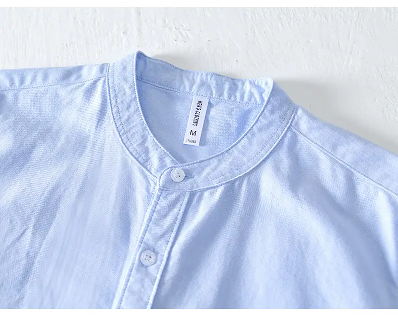 Men's Light Blue Pure Cotton Short Sleeve Shirt — feature 30