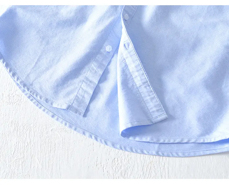 Men's Light Blue Pure Cotton Short Sleeve Shirt — feature 33