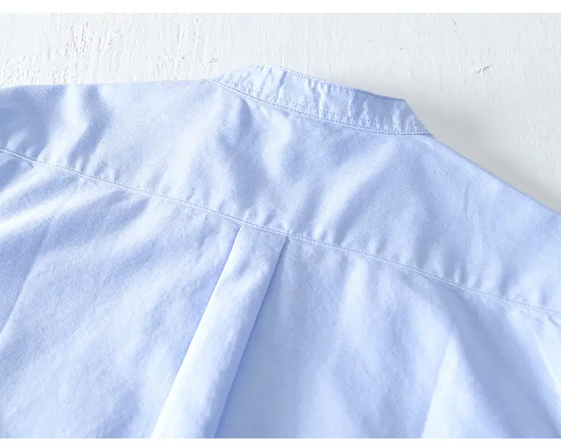 Men's Light Blue Pure Cotton Short Sleeve Shirt — feature 34