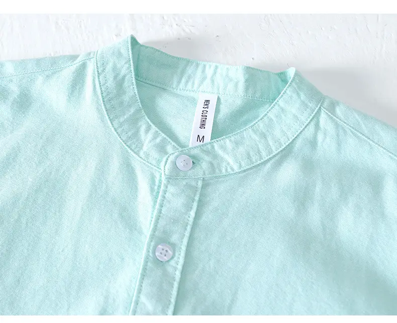 Men's Light Blue Pure Cotton Short Sleeve Shirt — feature 35