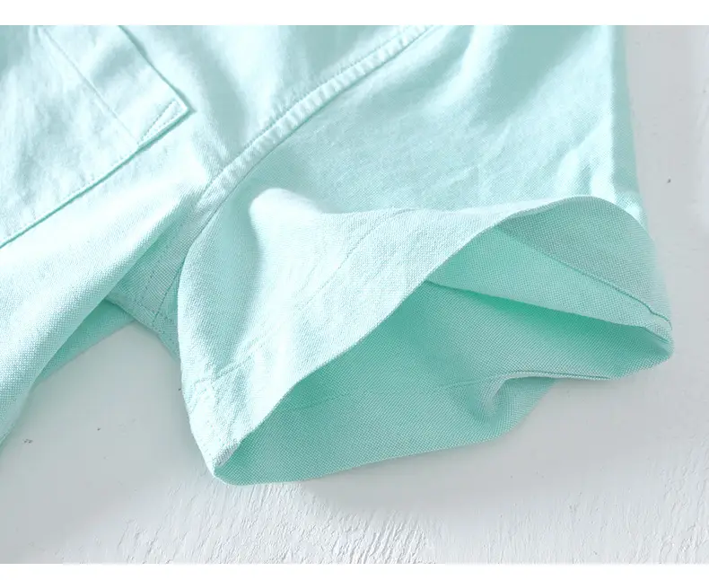 Men's Light Blue Pure Cotton Short Sleeve Shirt — feature 38