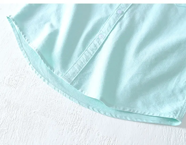 Men's Light Blue Pure Cotton Short Sleeve Shirt — feature 40