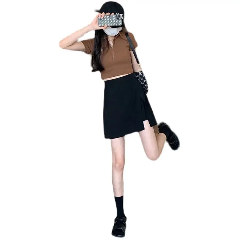 Black A-Line Skirt for Women Summer Thin Design - Image 6