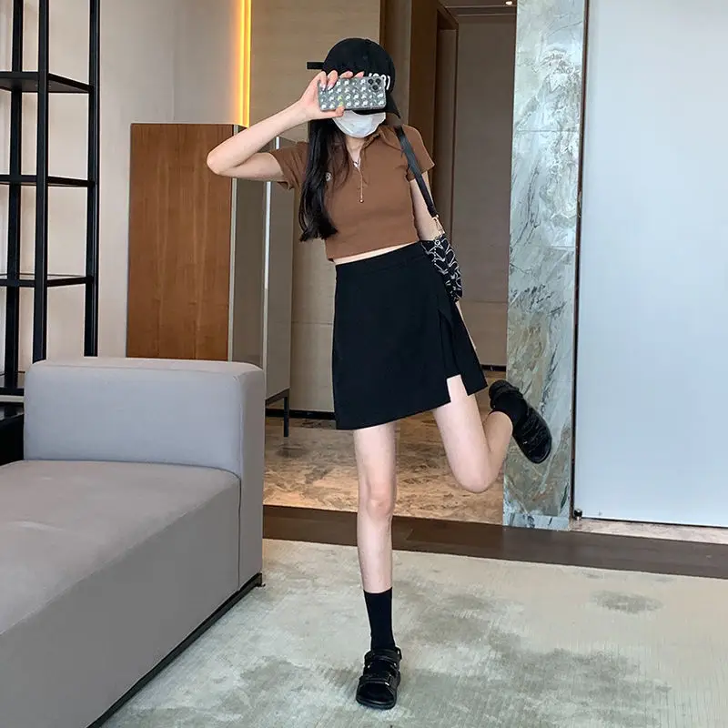 Black A-Line Skirt for Women Summer Thin Design — feature 5
