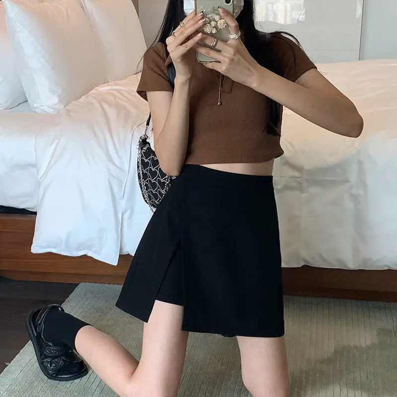 Black A-Line Skirt for Women Summer Thin Design — feature 6