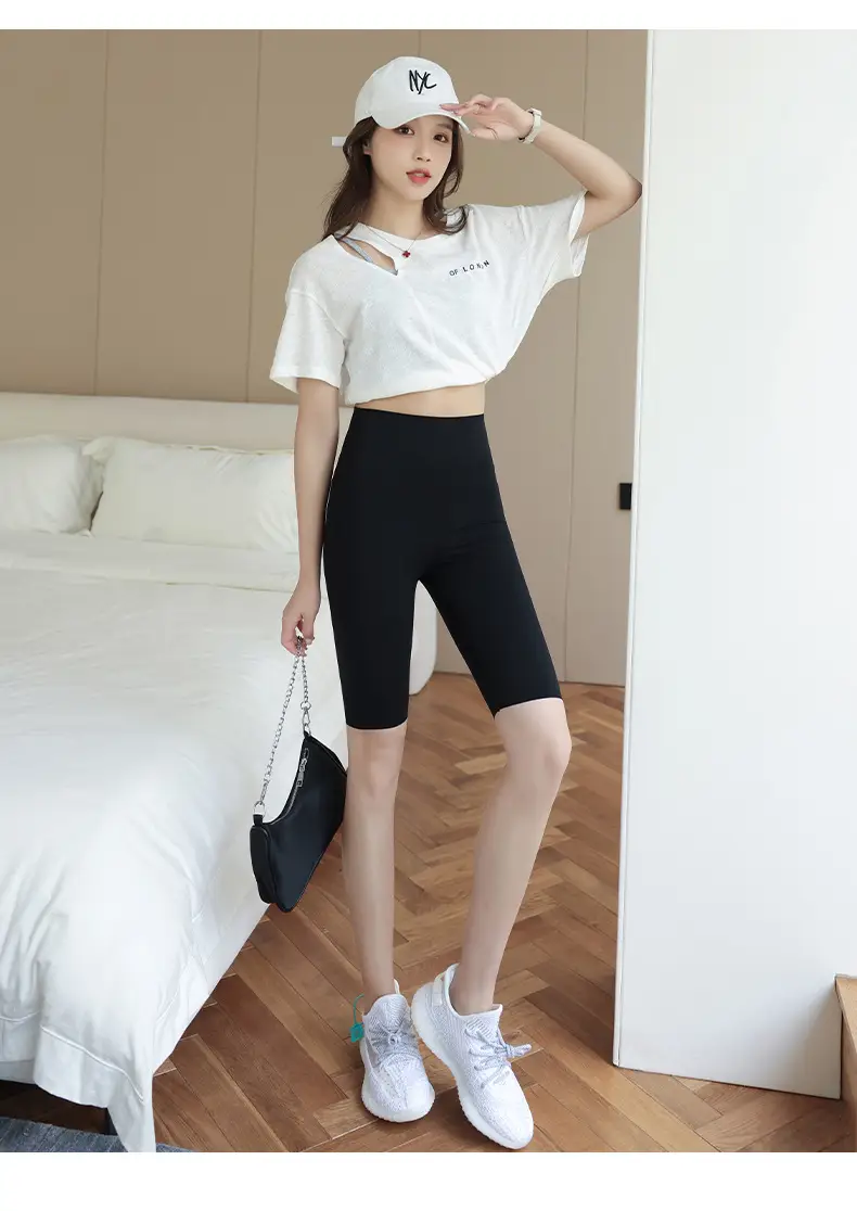 Women's Black Five Point Shark Pants Large — feature 21