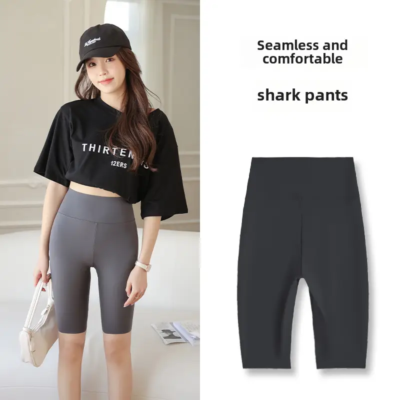 Women's Black Five Point Shark Pants Large - Image 10