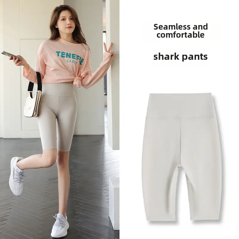 Women's Black Five Point Shark Pants Large - Image 47