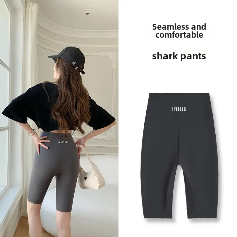 Women's Black Five Point Shark Pants Large - Image 55