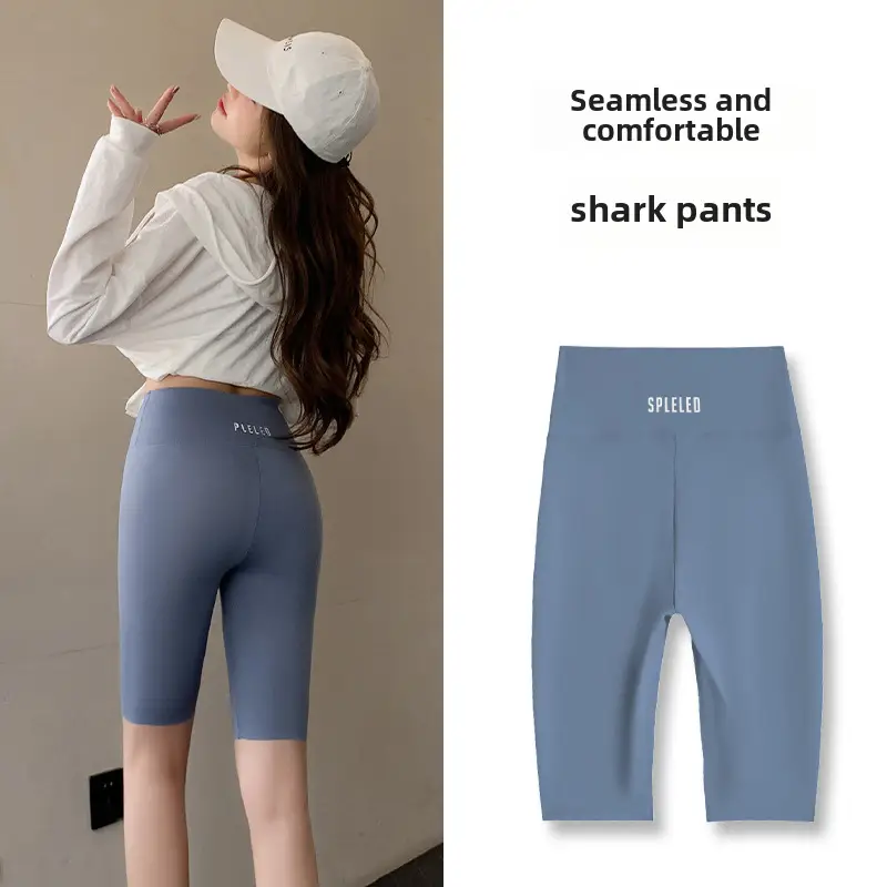 Women's Black Five Point Shark Pants Large - Image 71