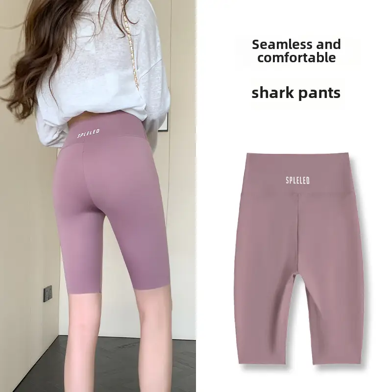 Women's Black Five Point Shark Pants Large - Image 75