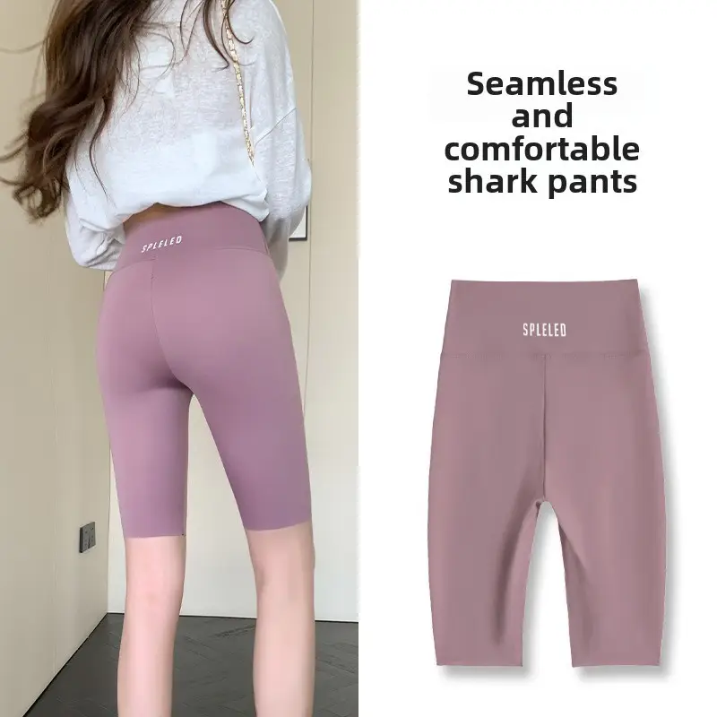 Women's Black Five Point Shark Pants Large - Image 77
