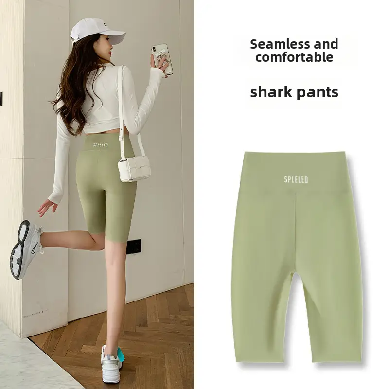 Women's Black Five Point Shark Pants Large - Image 86