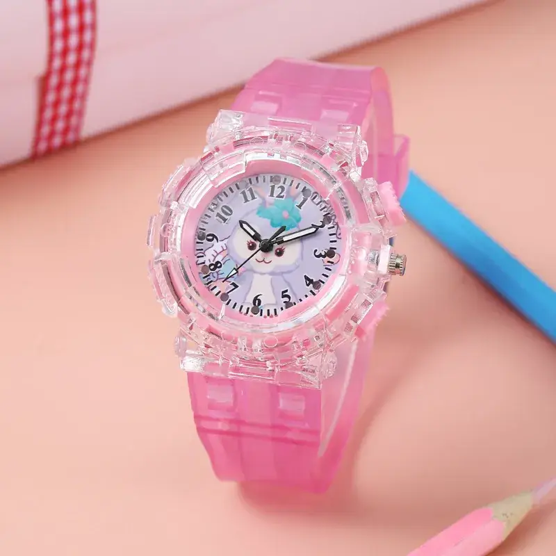 Cartoon Kids Pink Crystal Watch with Quartz Movement - Image 6