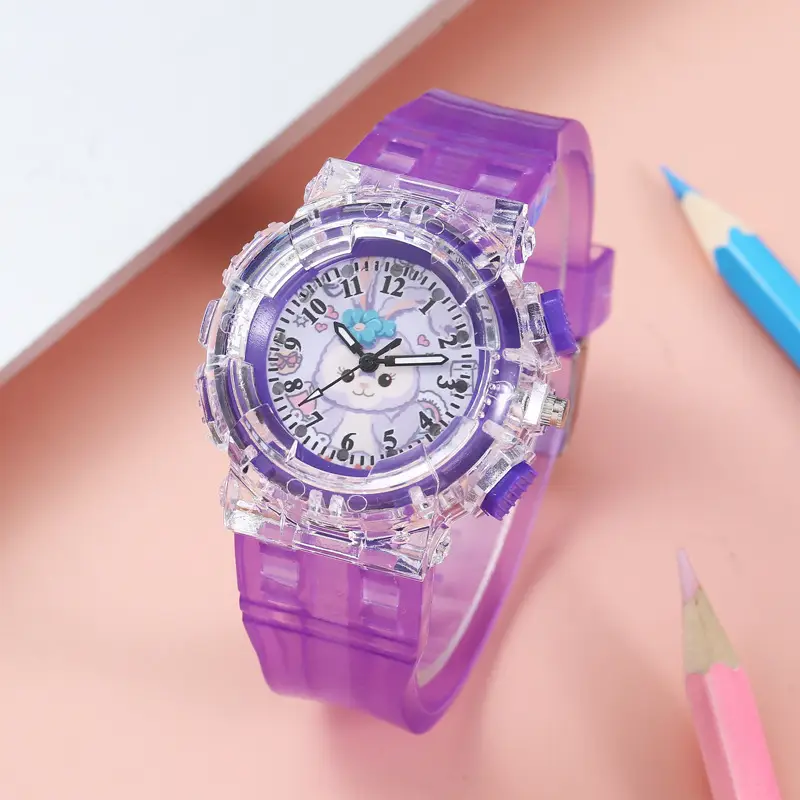 Cartoon Kids Pink Crystal Watch with Quartz Movement — feature 1