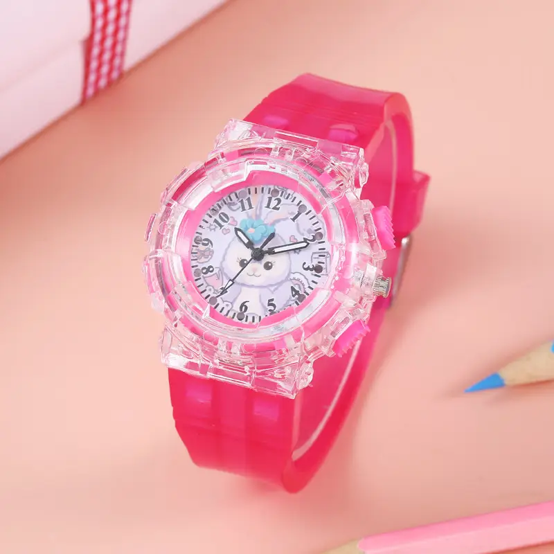 Cartoon Kids Pink Crystal Watch with Quartz Movement — feature 10