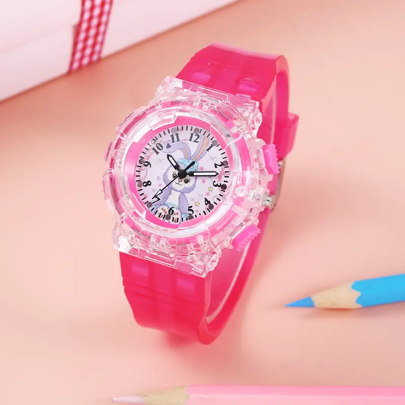 Cartoon Kids Pink Crystal Watch with Quartz Movement — feature 6