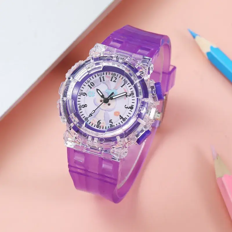 Cartoon Kids Pink Crystal Watch with Quartz Movement - Image 2