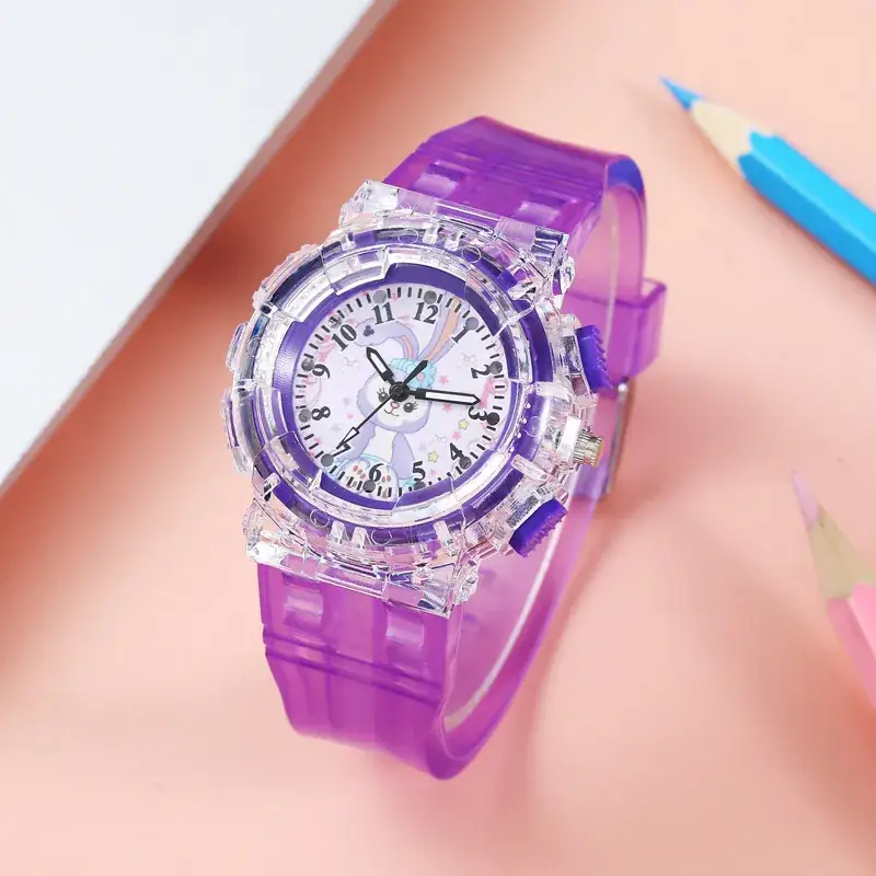 Cartoon Kids Pink Crystal Watch with Quartz Movement - Image 3