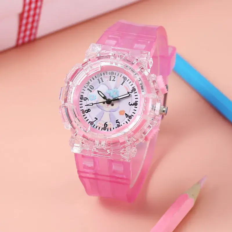 Cartoon Kids Pink Crystal Watch with Quartz Movement - Image 7