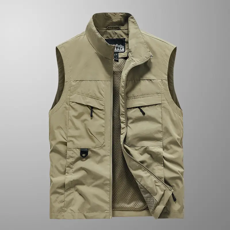 Men's Waterproof Hooded Vest Large Casual Outdoor Fishing Vest - Image 10